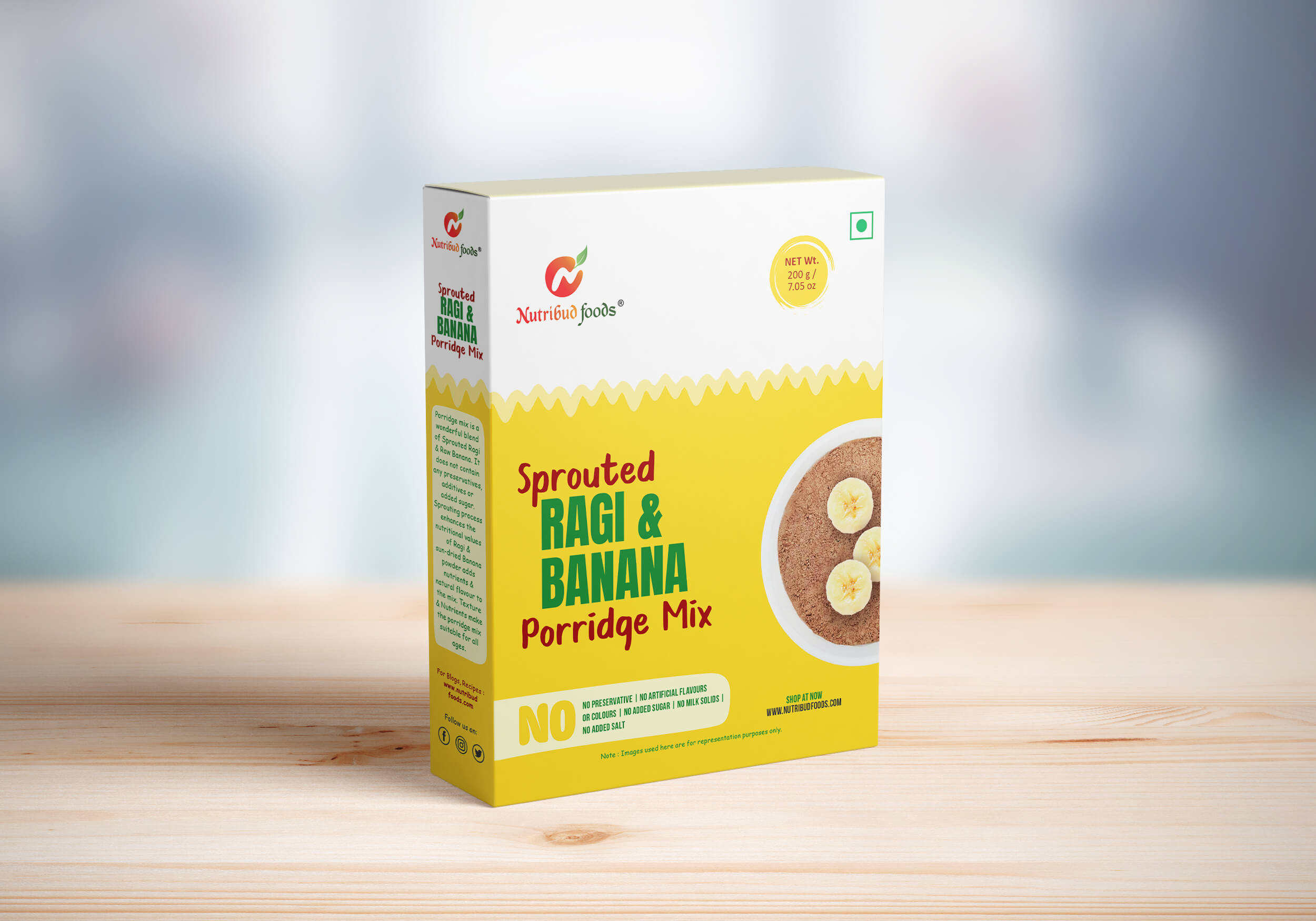 Nutribud Foods Sprouted Ragi And Banana Porridge Mix -- (200g)
